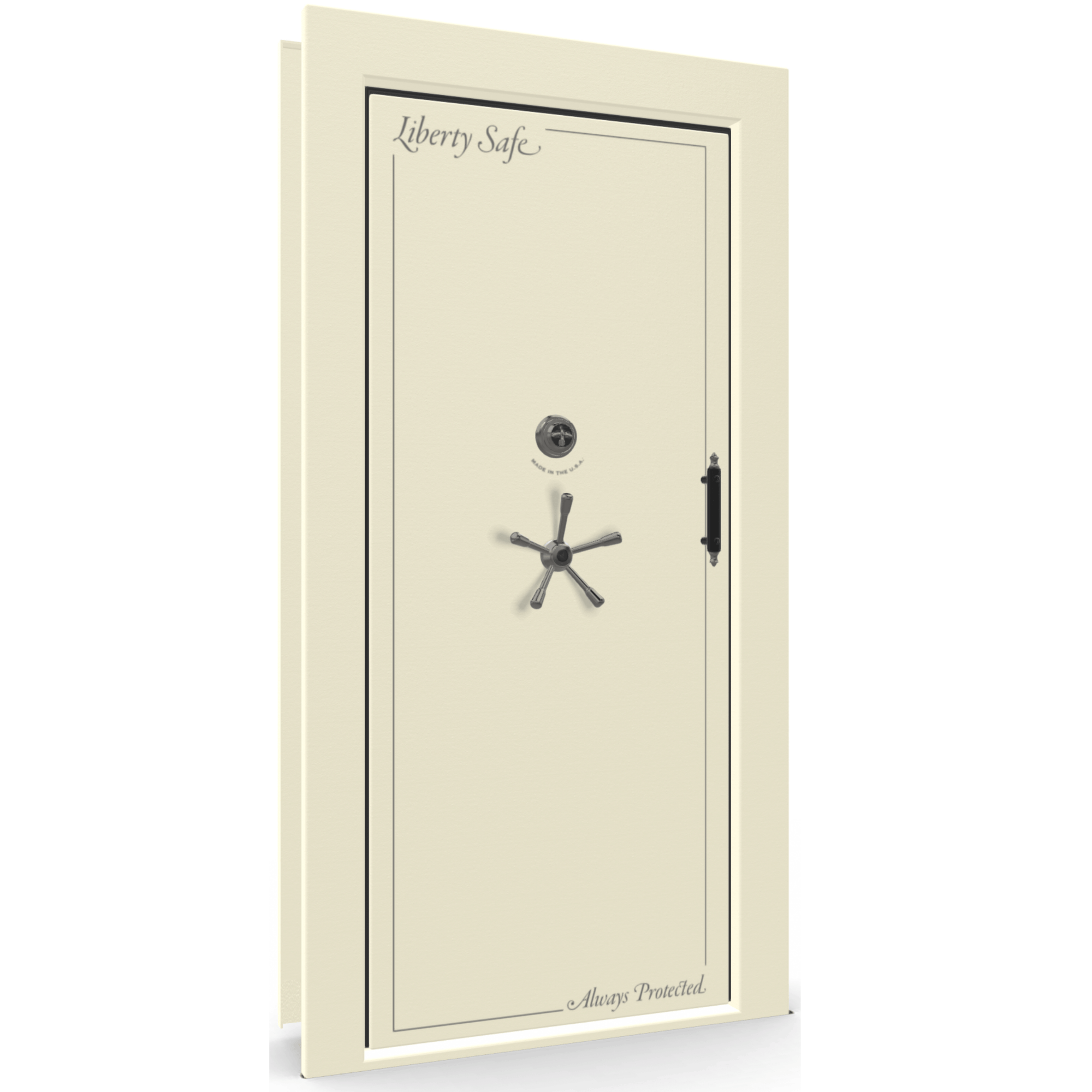 Vault Door Series | In-Swing | Left Hinge | White Marble | Mechanical Lock - closed