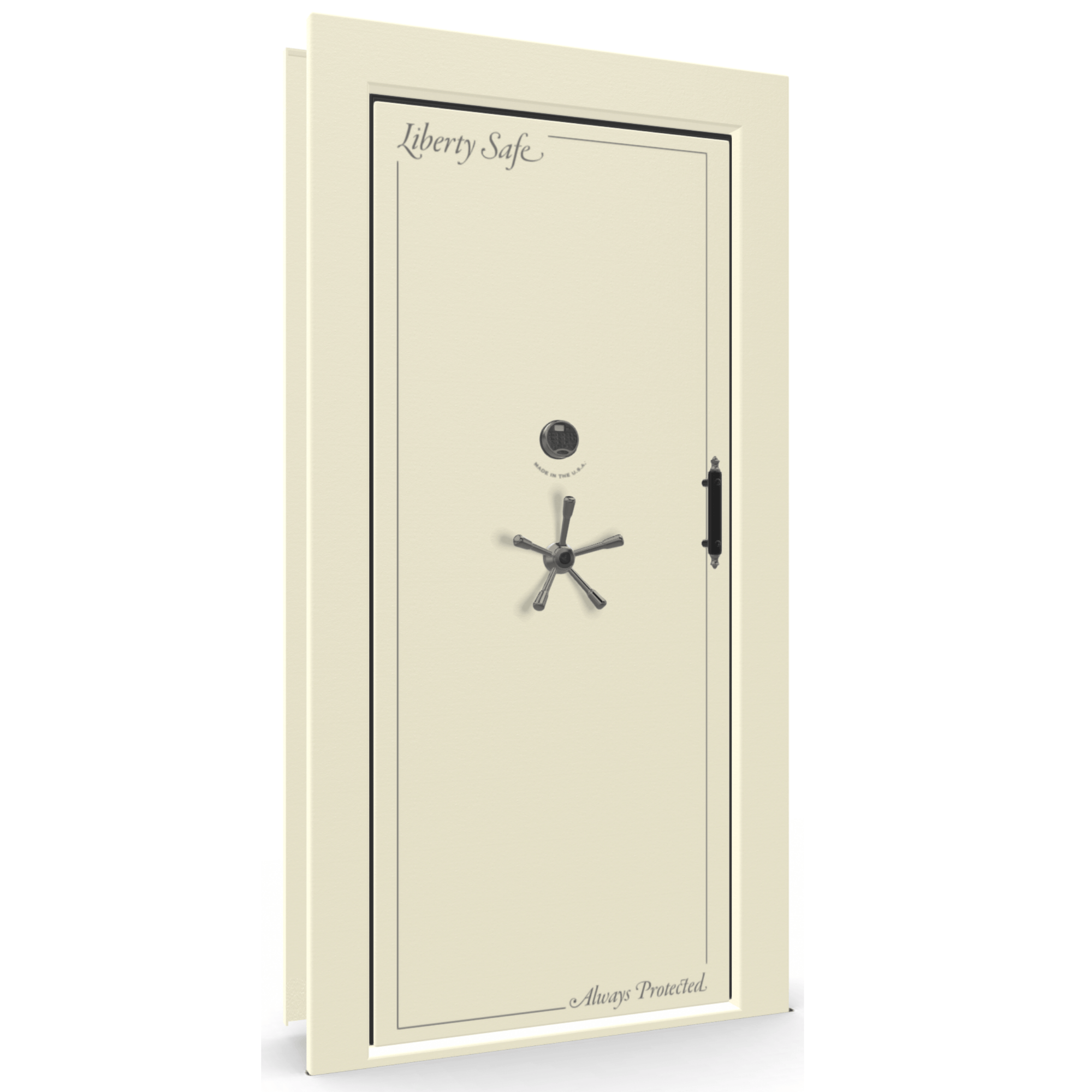 Vault Door Series | In-Swing | Left Hinge | White Marble | Electronic Lock - closed
