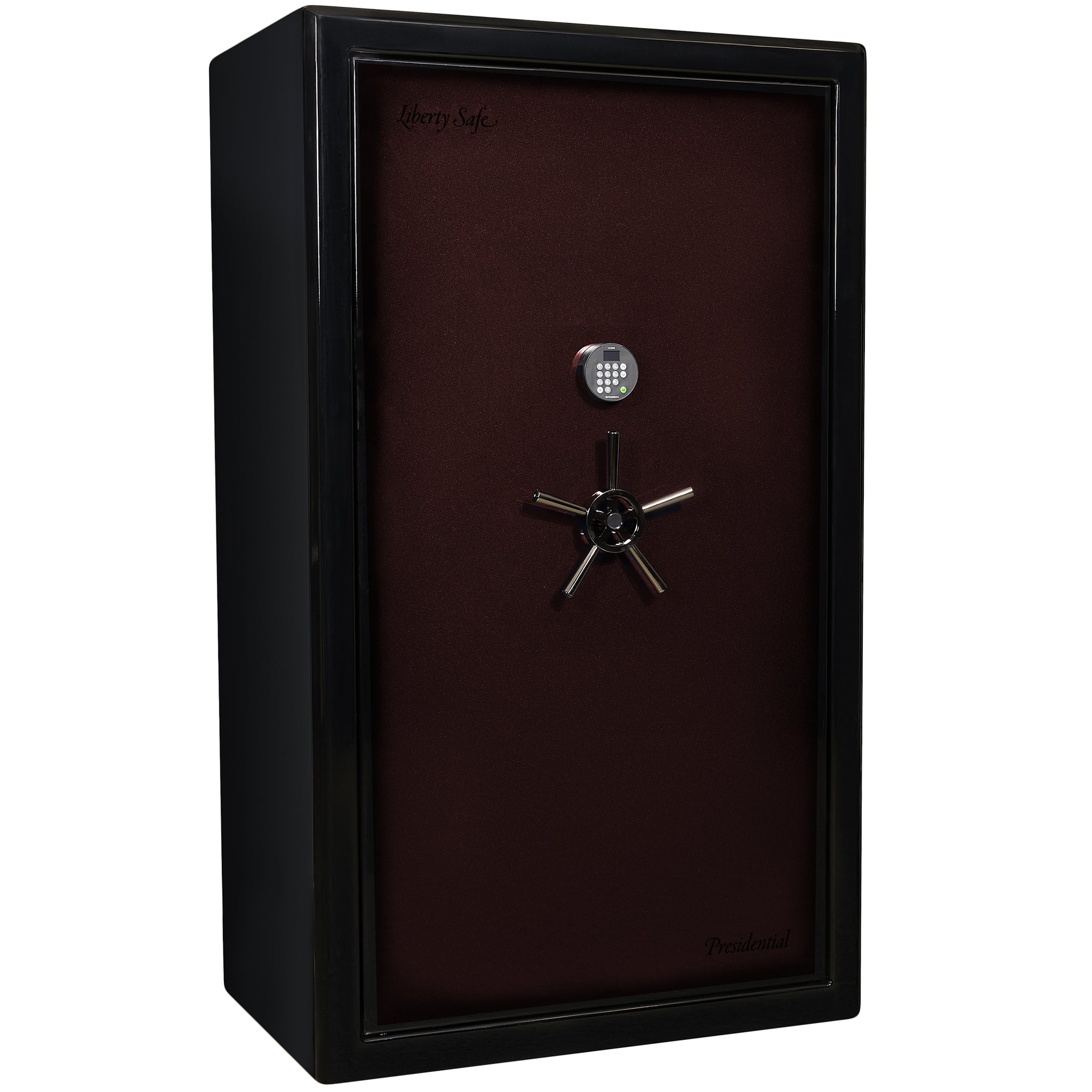 Presidential Series | Level 10 Security | 2.5 Hours Fire Protection | 50 | Dimensions: 72”(H) x 42”(W) x 27.75"(D*) | Burgundy Gloss Gloss | Electronic Lock - Closed
