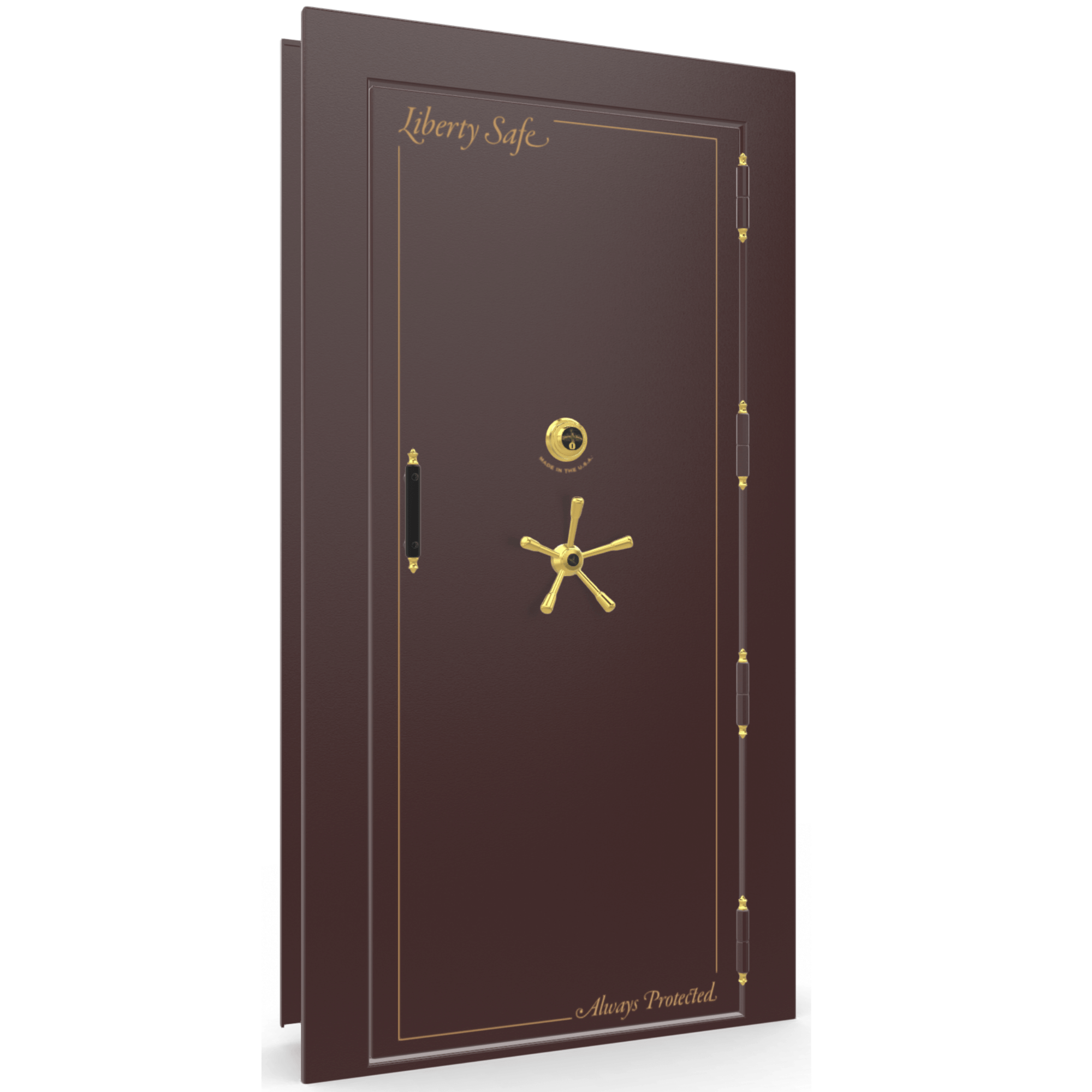 Vault Door Series | Out-Swing | Right Hinge | Burgundy Marble | Mechanical Lock - closed