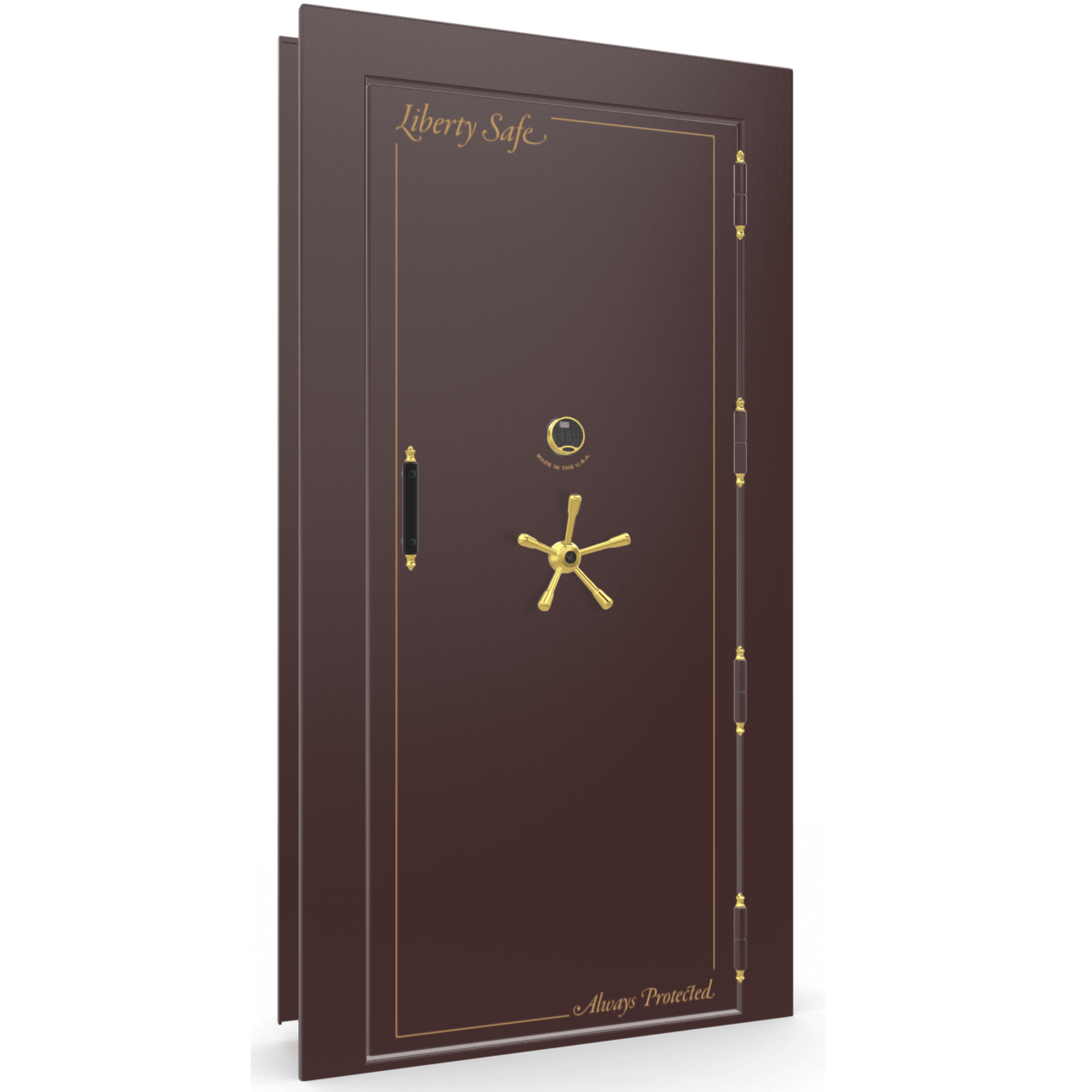 Vault Door Series | Out-Swing | Right Hinge | Burgundy Marble | Electronic Lock - closed