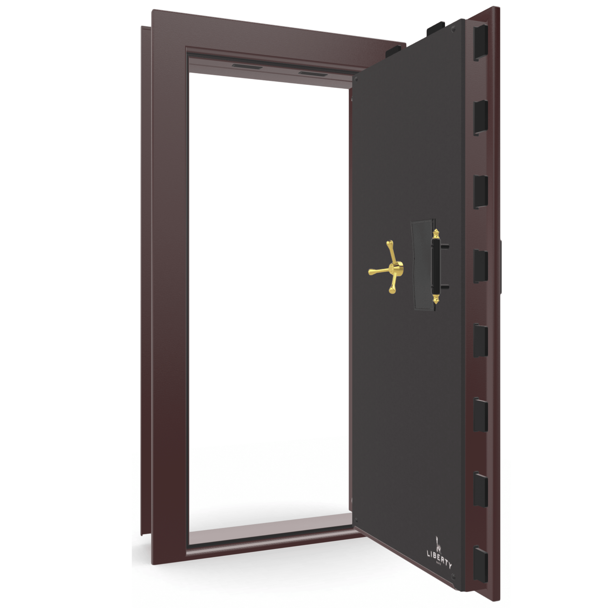 Vault Door Series | Out-Swing | Right Hinge | Burgundy Marble | Electronic Lock - open