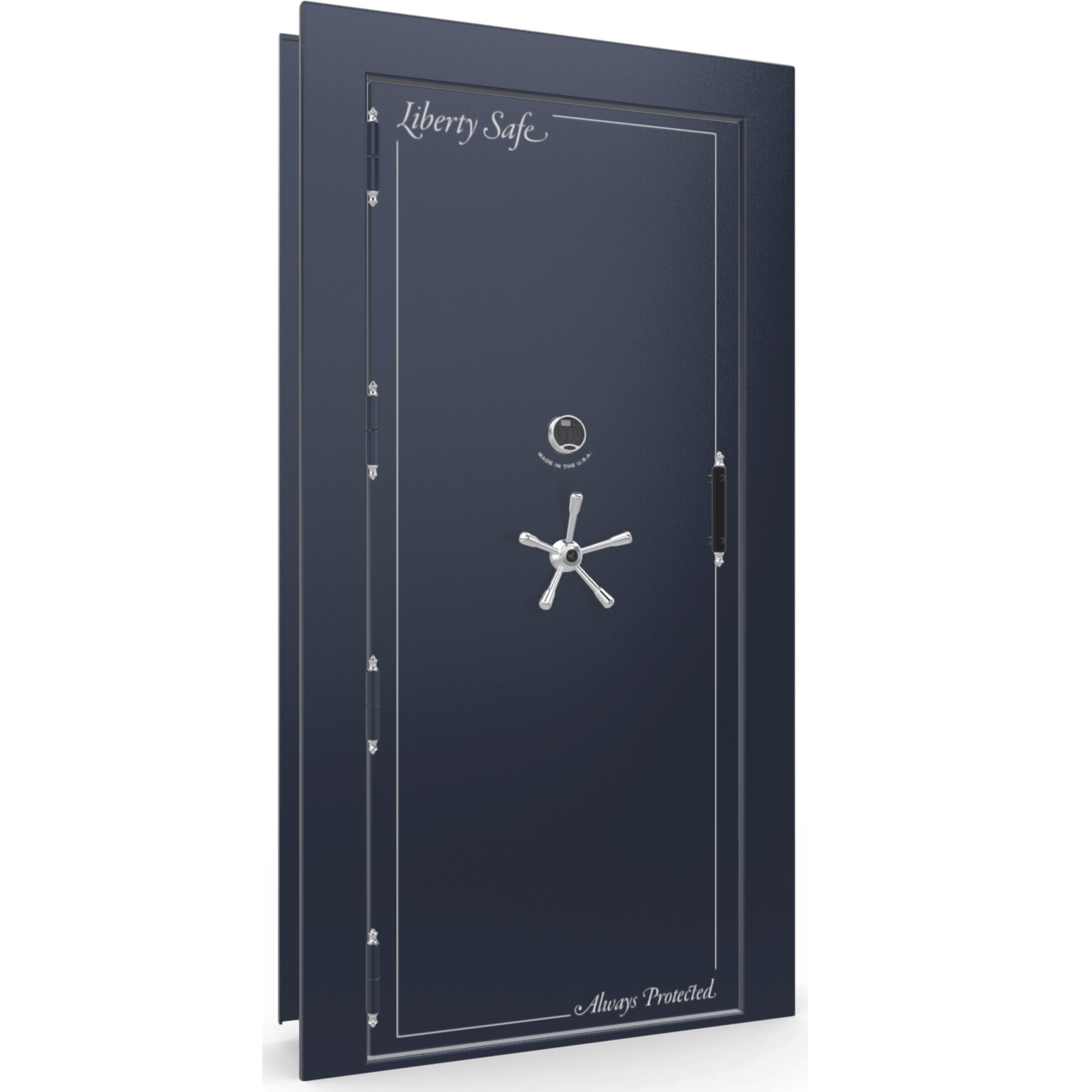 Vault Door Series | Out-Swing | Left Hinge | Blue Gloss | Electronic Lock - closed
