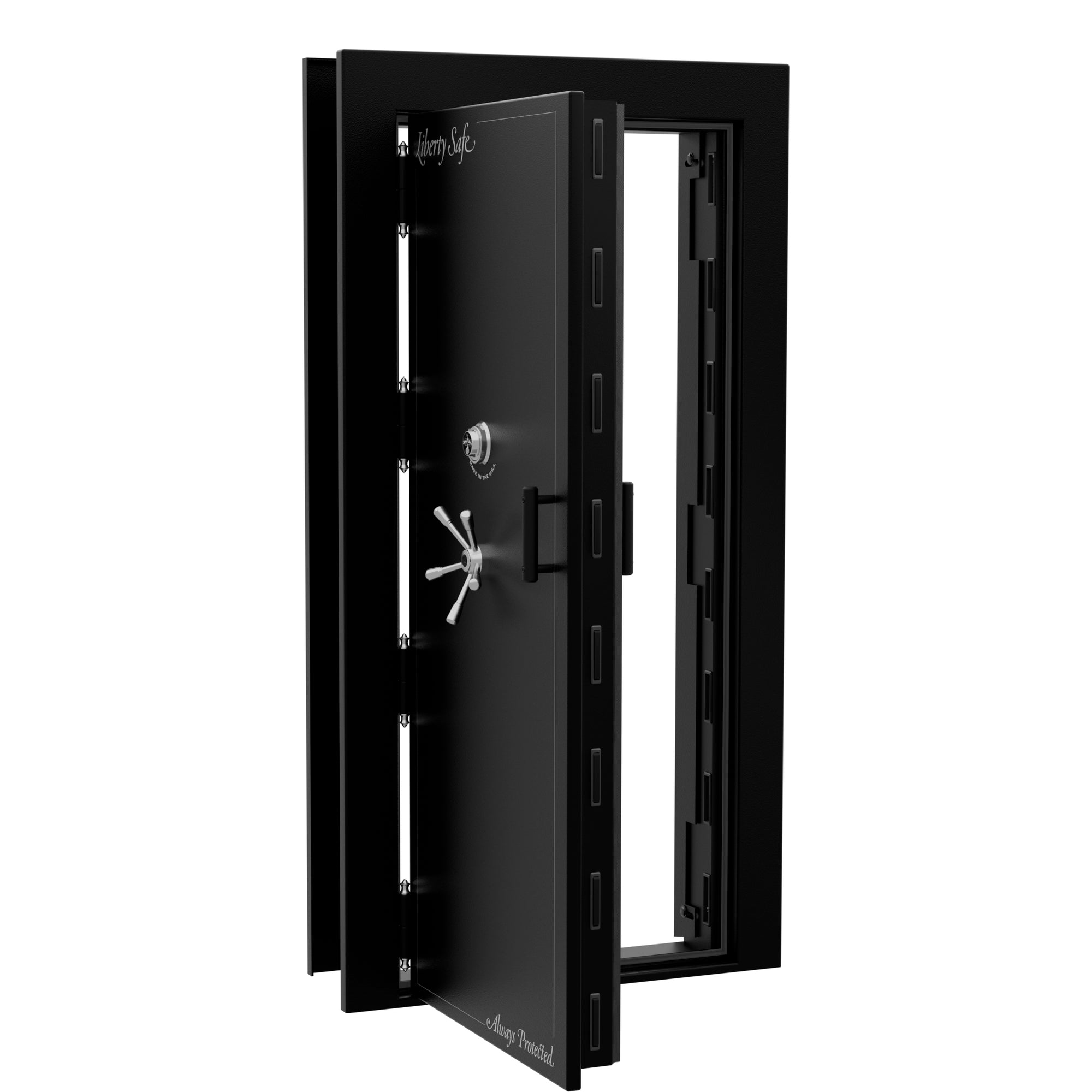 Vault Door Series | Out-Swing | Left Hinge | Black Textured | Mechanical Lock - open