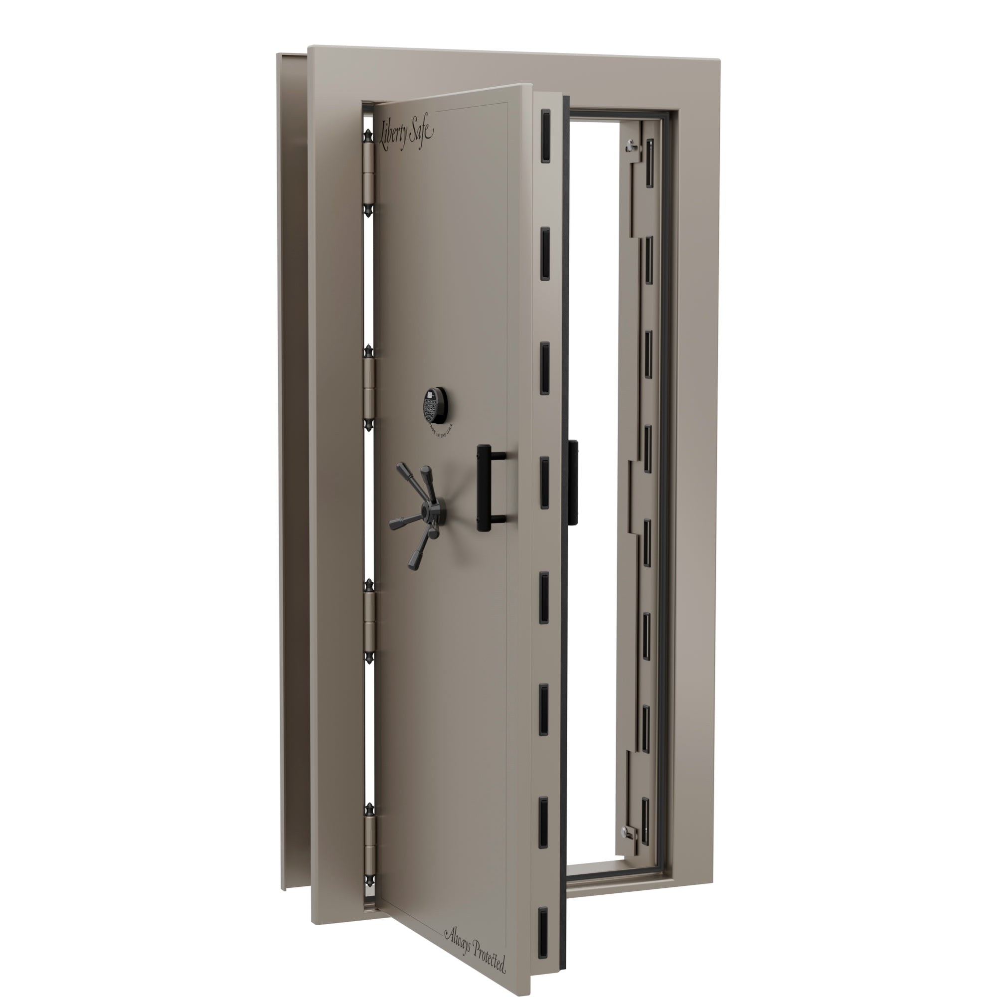 Vault Door Series | Out-Swing | Left Hinge | Champagne Gloss | Electronic Lock - open