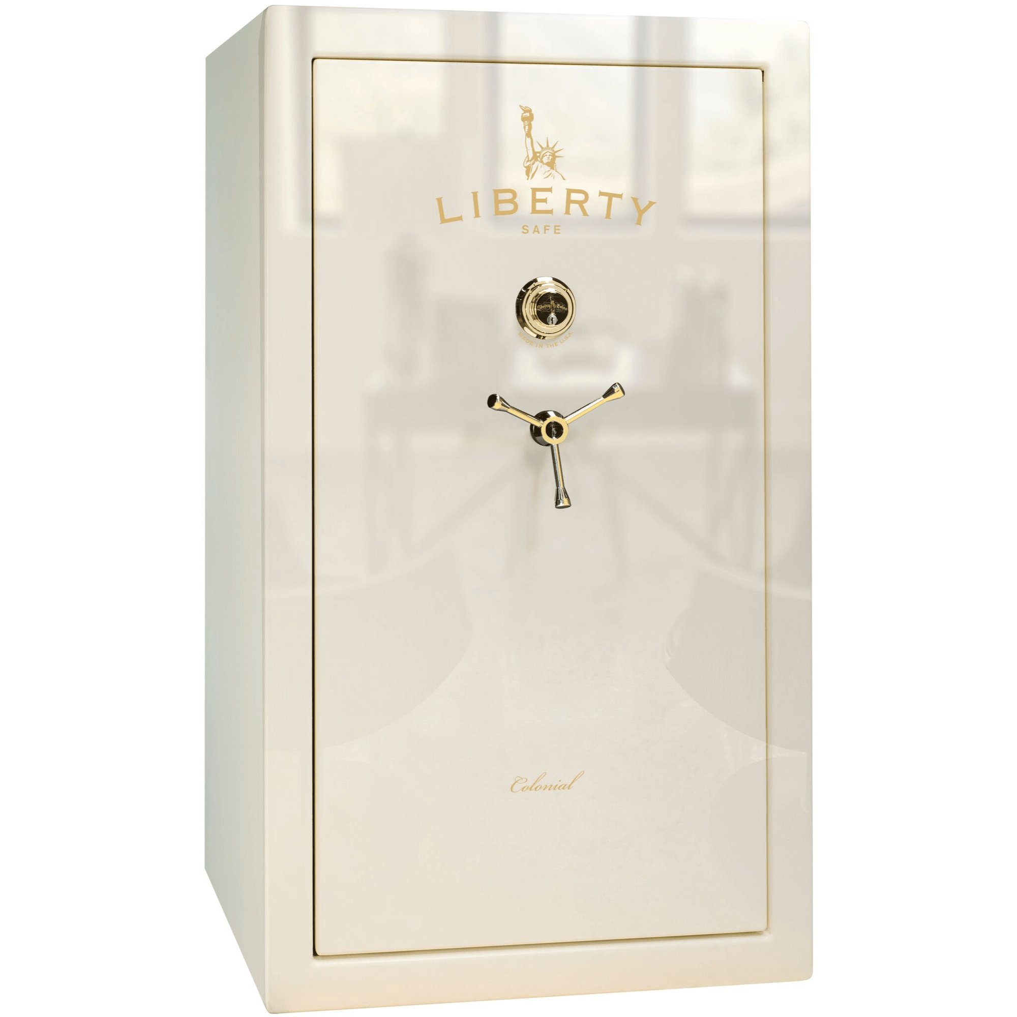 Colonial Series | Level 4 Security | 75 Minute Fire Protection | 30 | DIMENSIONS: 60.5"(H) X 36"(W) X 22"(D*) | White Gloss Brass | Mechanical Lock