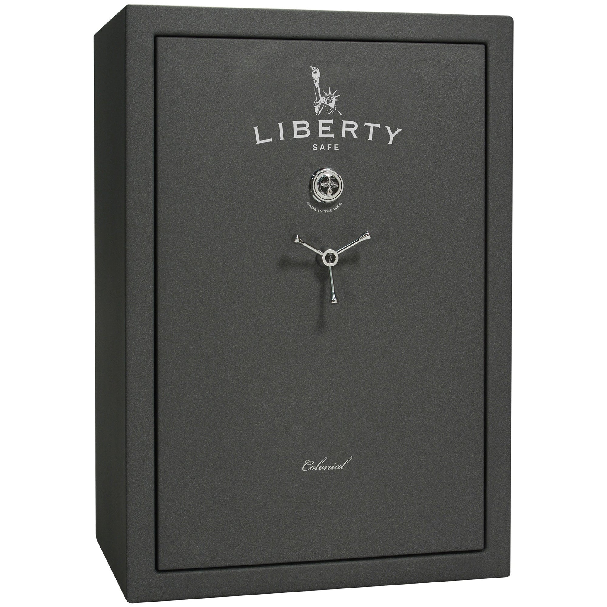 Colonial 35 | Pro Flex Interior | Level 4 Security | 75 Minute Fire Protection | Dimensions: 60.5"(H) x 42"(W) x 22"(D) | Up to 45 Long Guns | Granite Textured | Mechanical Lock – Closed