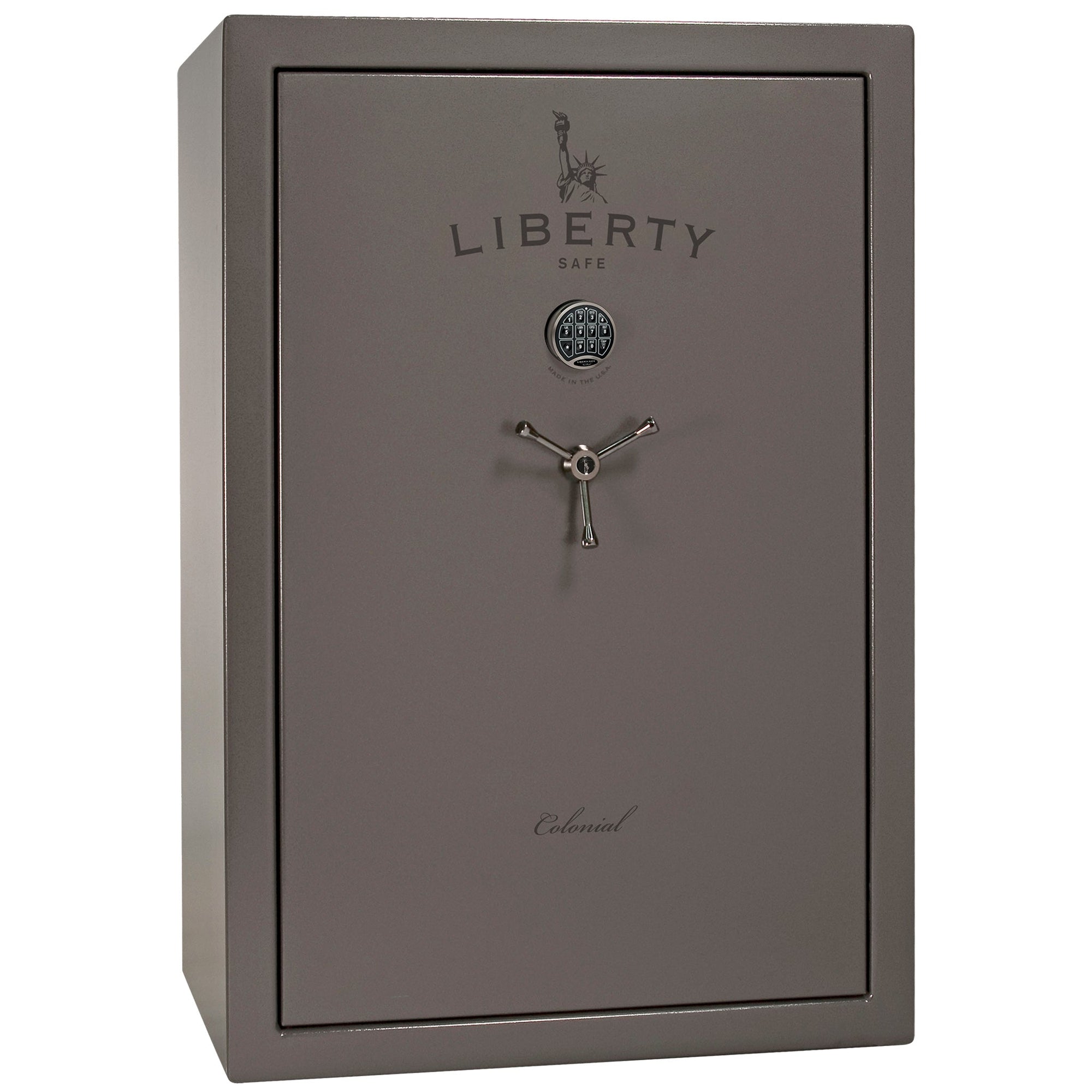 Colonial 35 | Pro Flex Interior | Level 4 Security | 75 Minute Fire Protection | Dimensions: 60.5"(H) x 42"(W) x 22"(D) | Up to 45 Long Guns | Gray Gloss | Electronic Lock - Closed