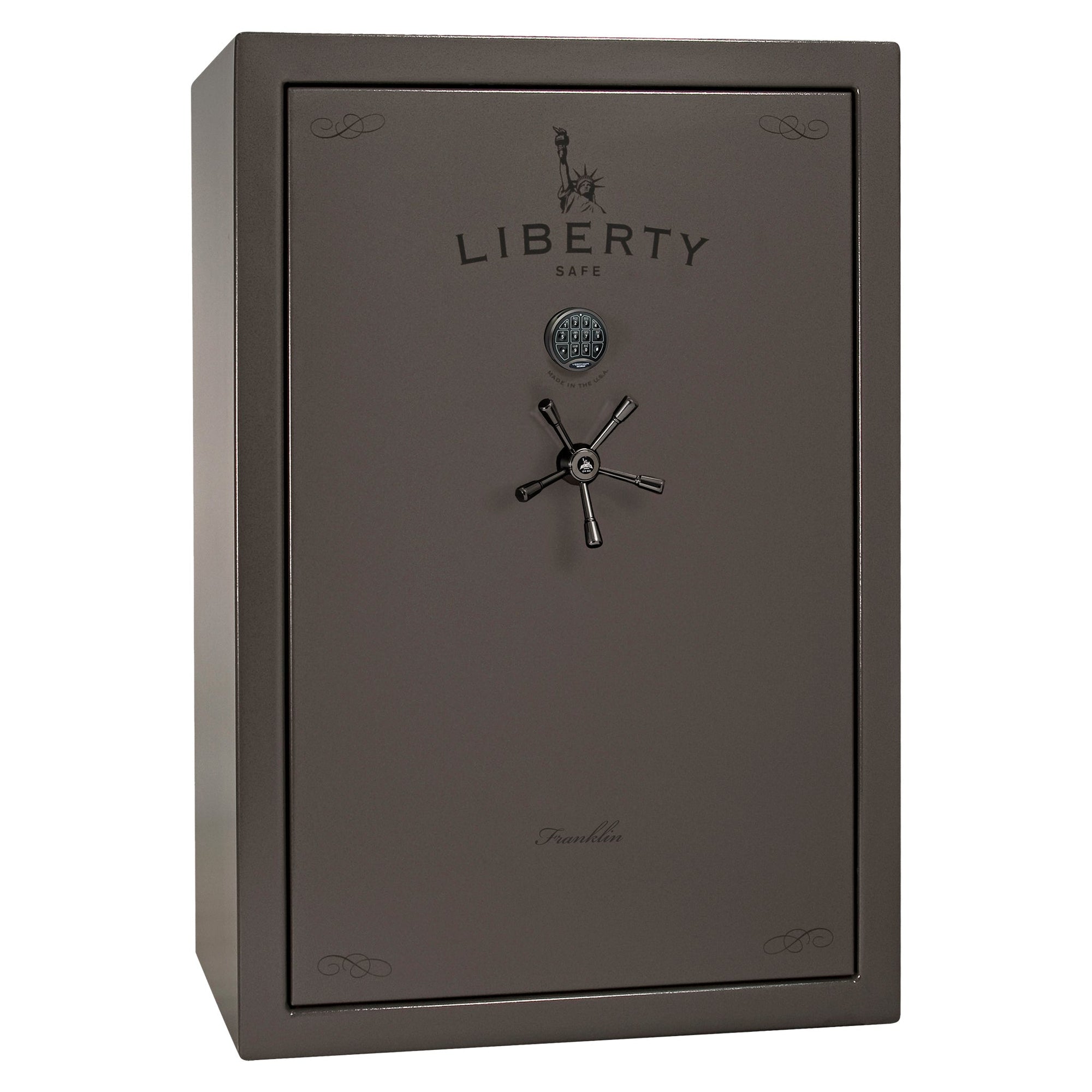 Franklin 45 | Pro Flex Interior | Level 5 Security | 110 Minute Fire Protection | Dimensions: 60.5"(H) x 42"(W) x 27.5"(D) | Up to 60 Long Guns | Gray Marble | Electronic Lock - Closed