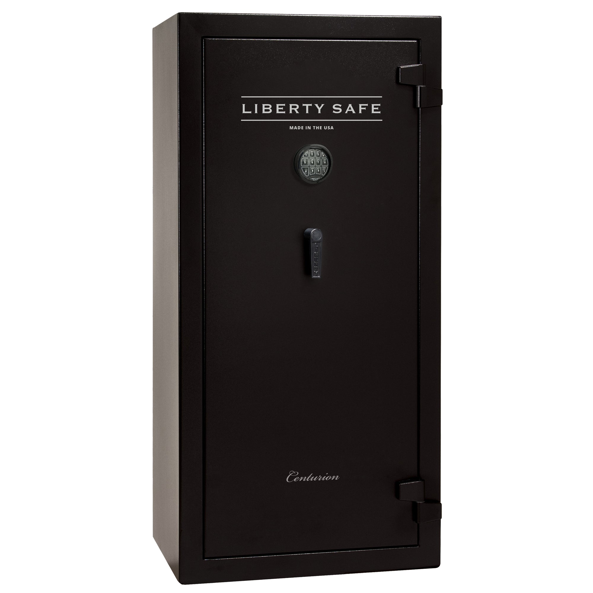 Centurion DLX 24 | Level 1 Security | 40 Minute Fire Protection | Dimensions: 59.5" x 28.25" x 20" | Textured Black | Chrome | Elock - Drop Handle Promotion - Closed Door
