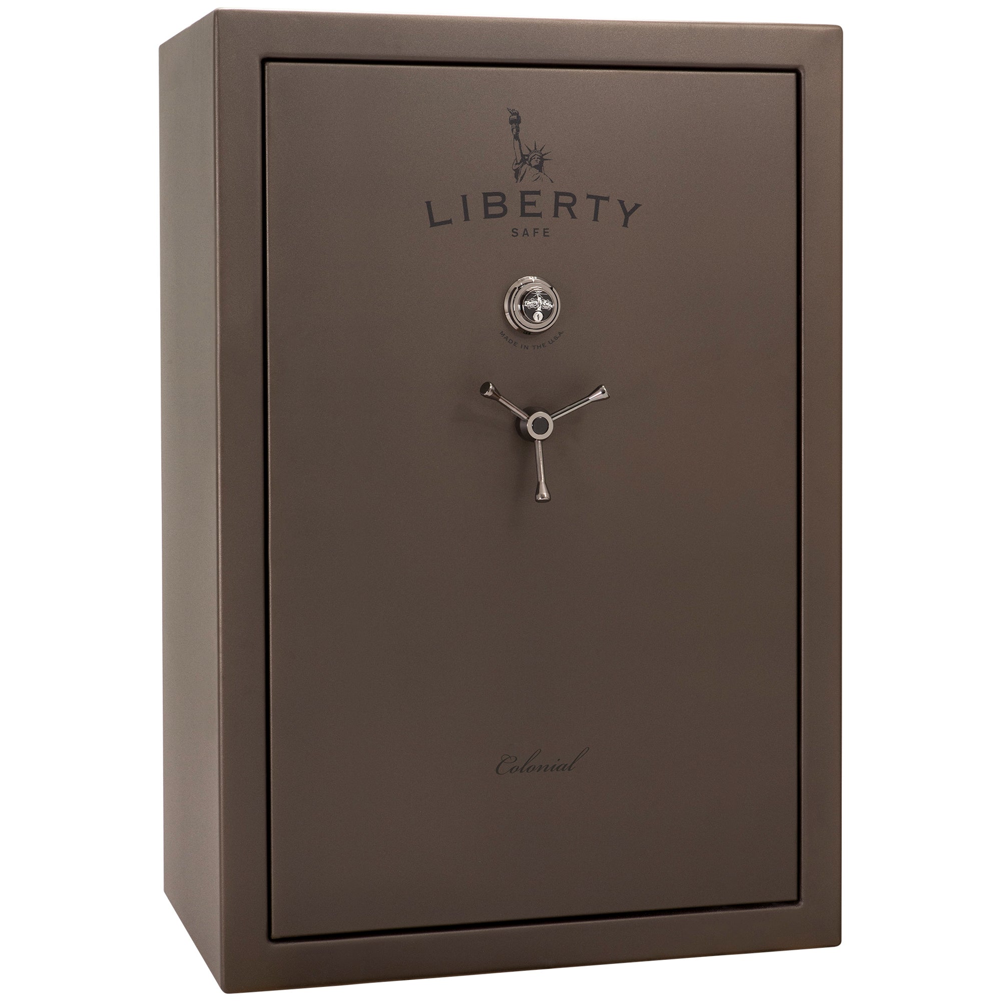 Colonial 35 | Pro Flex Interior | Level 4 Security | 75 Minute Fire Protection | Dimensions: 60.5"(H) x 42"(W) x 22"(D) | Up to 45 Long Guns | Bronze Textured | Mechanical Lock – Closed