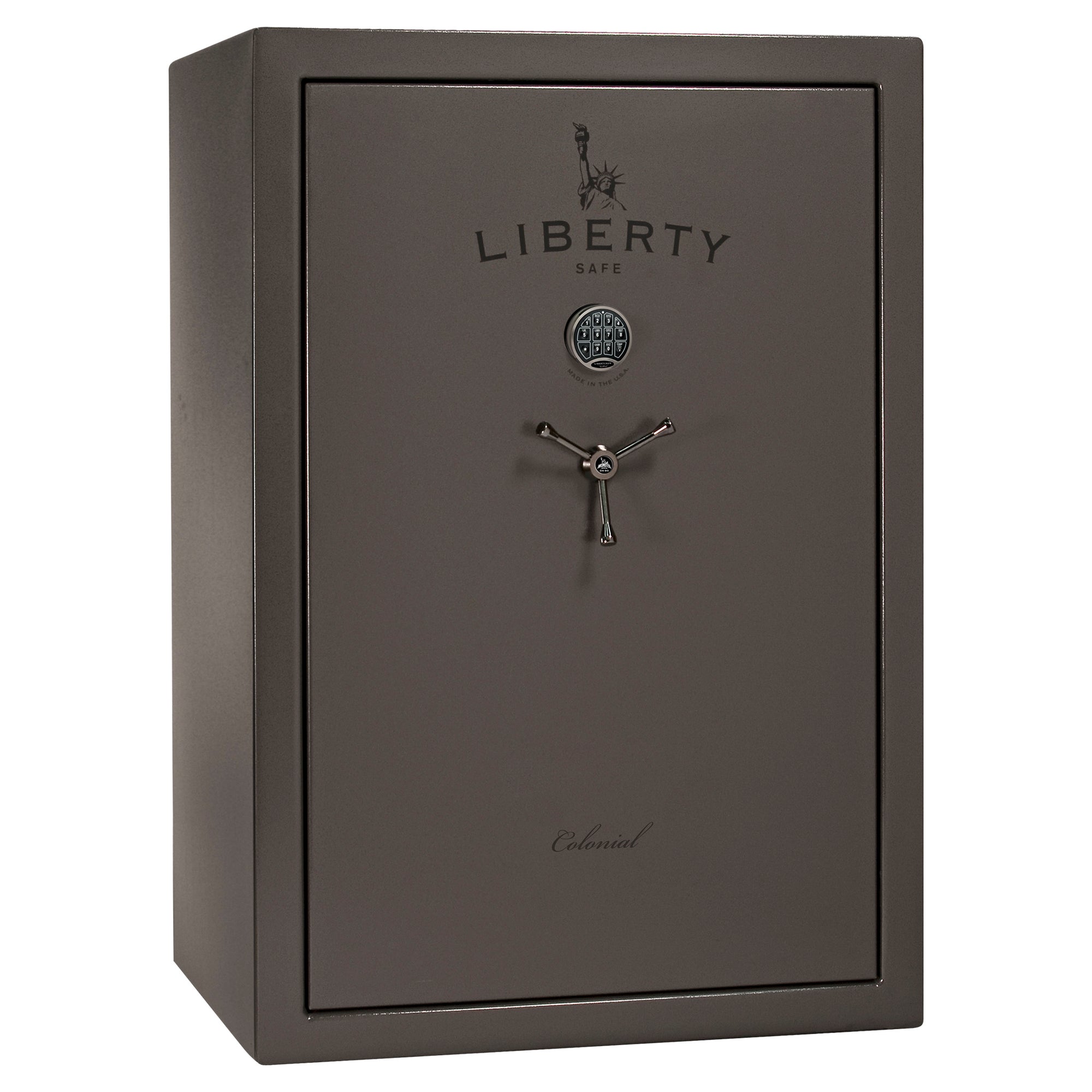 Colonial 35 | Pro Flex Interior | Level 4 Security | 75 Minute Fire Protection | Dimensions: 60.5"(H) x 42"(W) x 22"(D) | Up to 45 Long Guns | Gray Marble | Electronic Lock - Closed