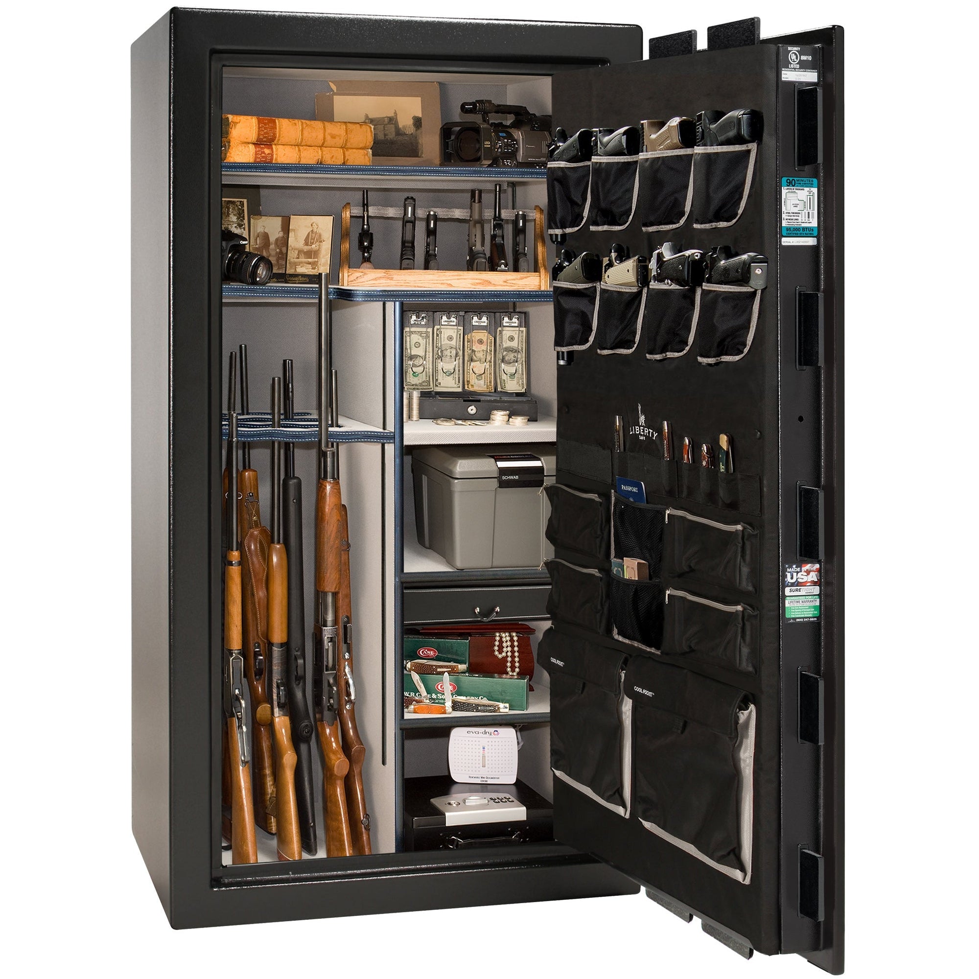 Lincoln Series | Level 7 Security | 2 Hour Fire Protection | 40 | Dimensions: 66.5"(H) x 36"(W) x 27.5”(D*) | Textured Black | Mechanical Lock - Open