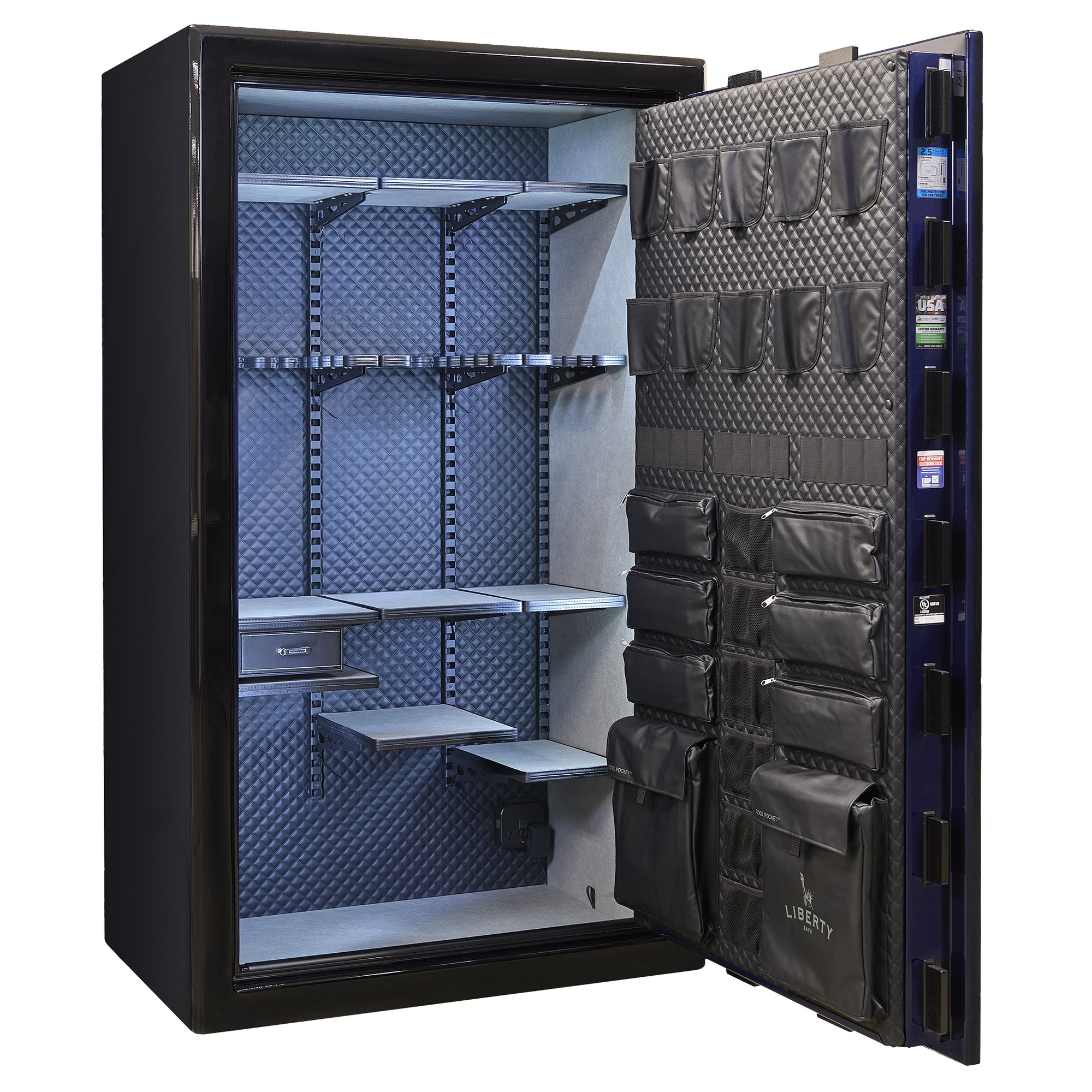 Presidential Series | Level 10 Security | 2.5 Hours Fire Protection | 50 | Dimensions: 72”(H) x 42”(W) x 27.75"(D*) | Blue Gloss | Electronic Lock - Open