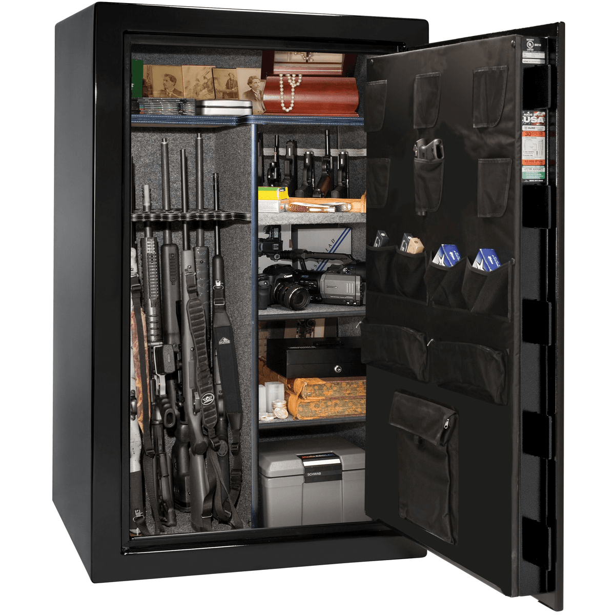 USA Series | Level 3 Security | 60 Minute Fire Rating | 36 | Dimensions: 60.5&quot;(H) x 36&quot;(W) x 22&quot;(D) | Black Textured | Electronic Lock - Open