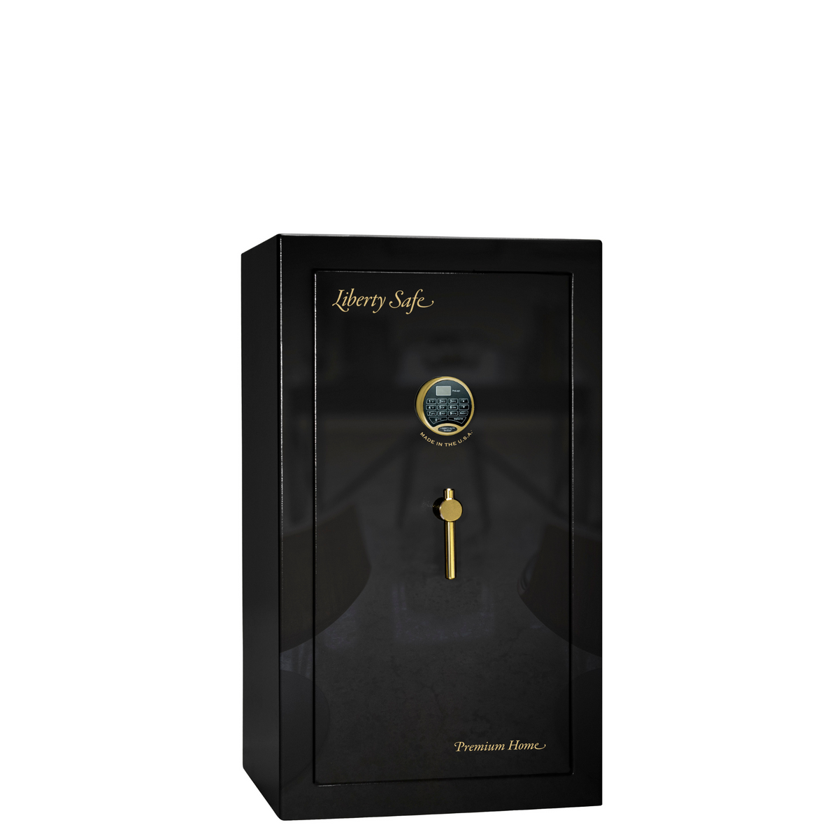 Premium Home Series | Level 7 Security | 2 Hour Fire Protection | 12 | Dimensions: 42&quot;(H) x 24&quot;(W) x 20.25&quot;(D) | Black Gloss Brass - Closed  Door